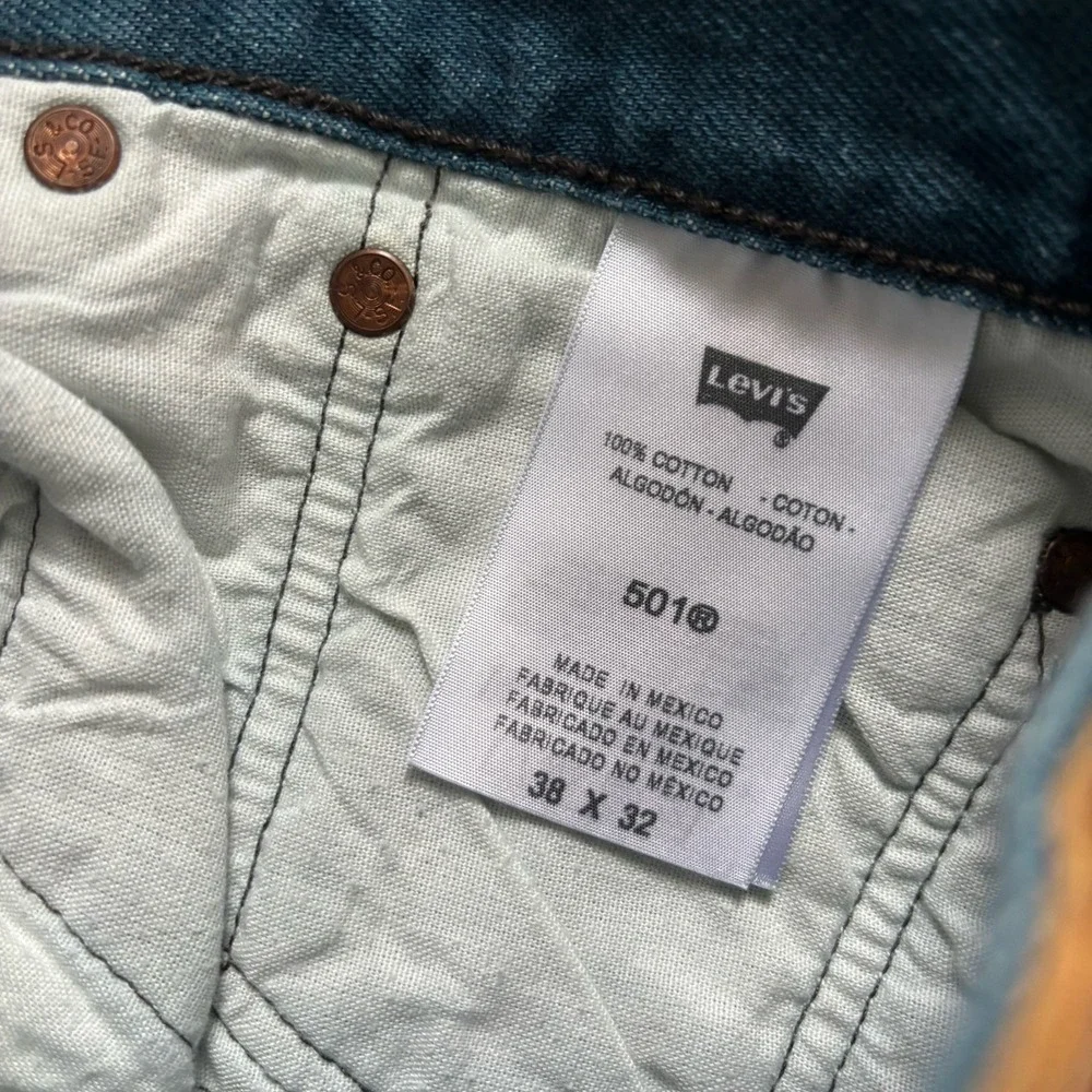 Levis 501 XX Button Fly Men Jean 38x32‎ Straight Leg Indigo Blue Wash Denim